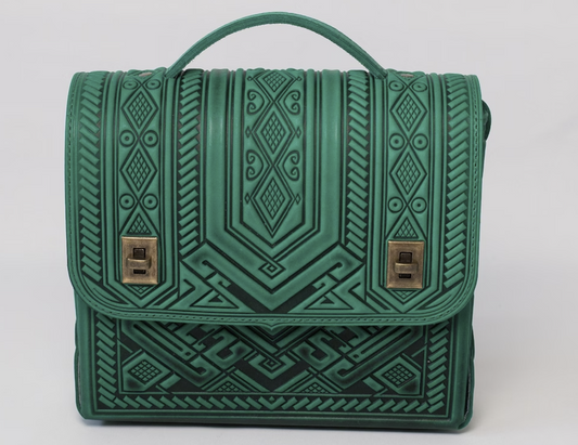 Green briefcase Leather bag