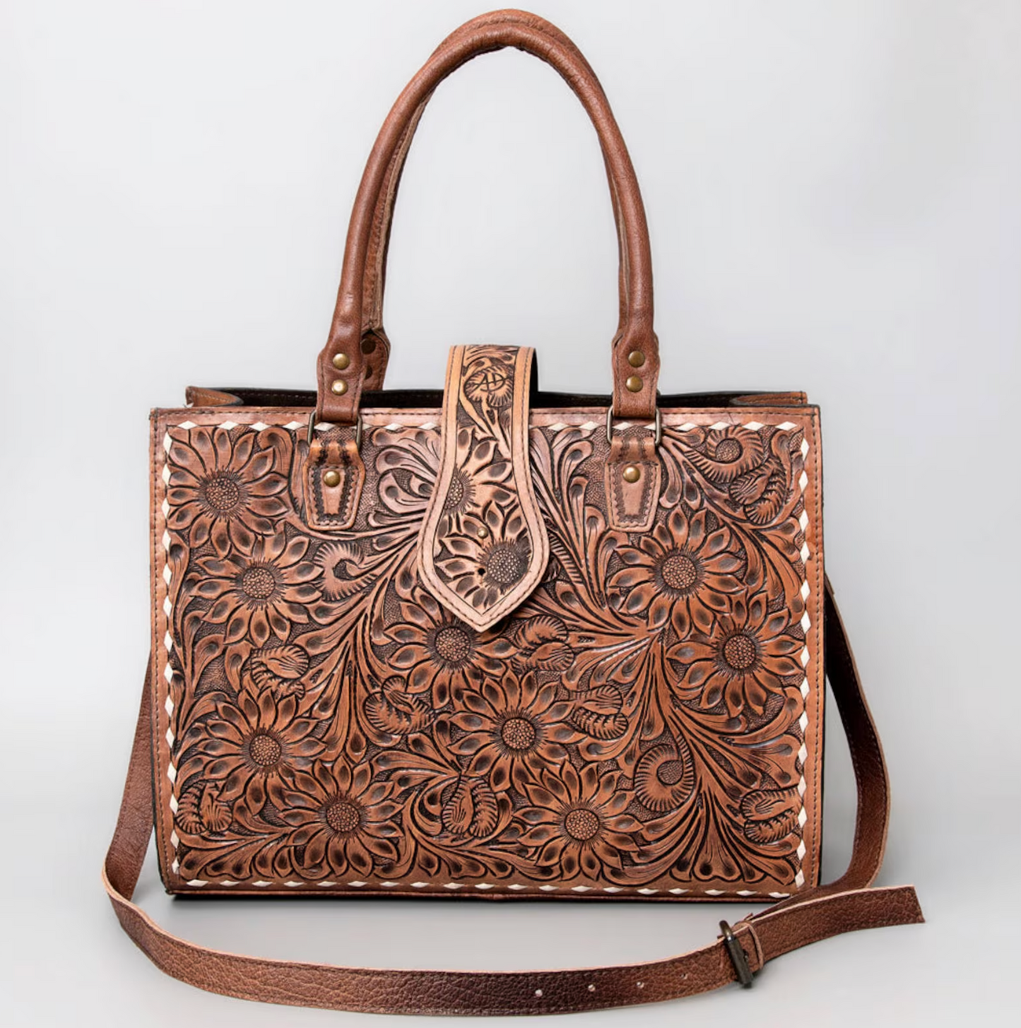 Hand Tooled Leather Tote Bag