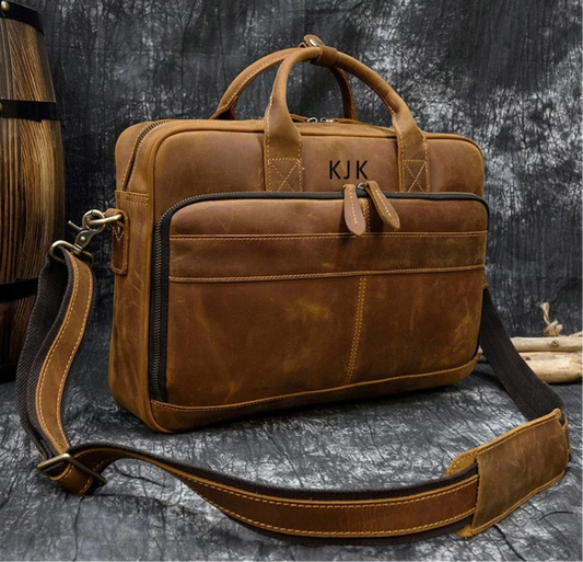 Personalized Handmade Vintage Leather Briefcase Men