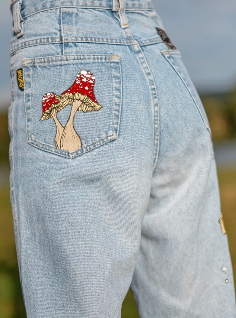 Hand painted thrifted jeans